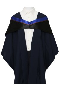設計深藍色披巾畢業袍      量身訂製純黑色衫身畢業袍      香港理工大學護理碩士       碩士畢業袍     畢業袍生產商  PolyU  DA552